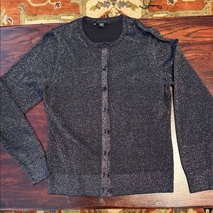 Ann Taylor Black and Silver Cardigan Sweater Size M